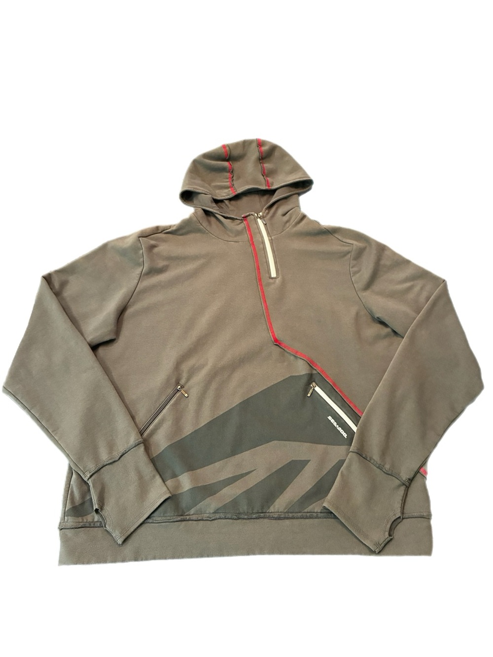 Men's Sea-Doo Hooded Sweatshirt in Grey with Red Trim, XL